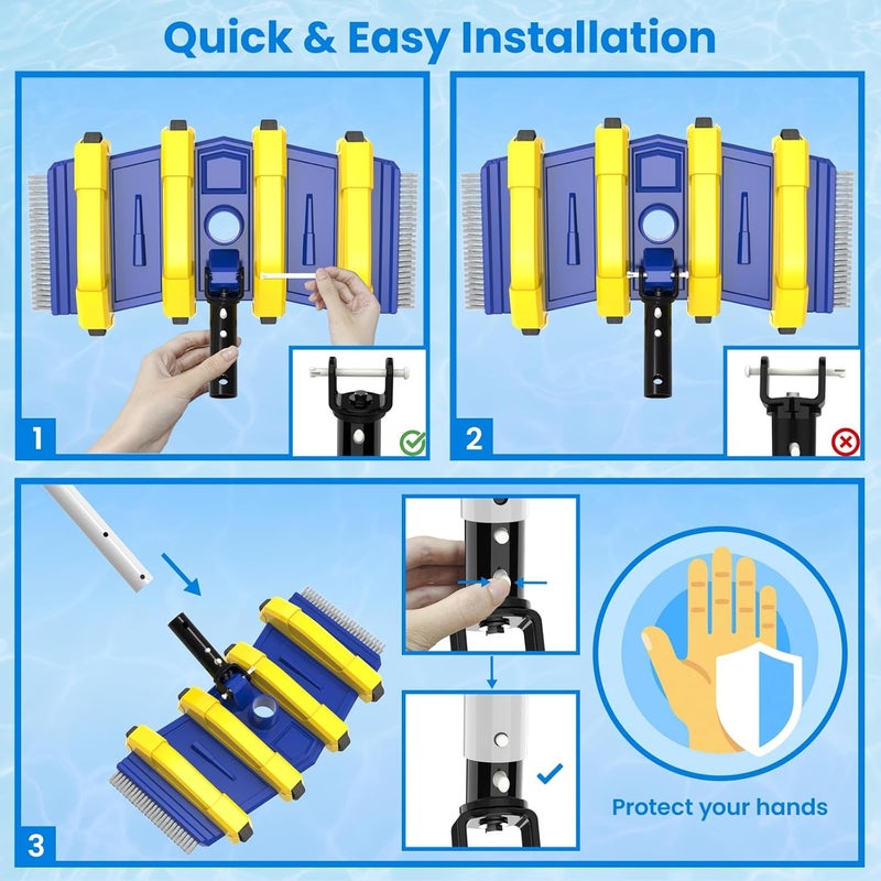 Poolvio Pool Vacuum Head Replacement Handles (2-Pack) – Heavy‑Duty Aluminum Swivel Handles with EZ Clips & Locking Pins – Fits Standard 1‑1/4″ Telescopic Pole & Pool Accessories - Image 3